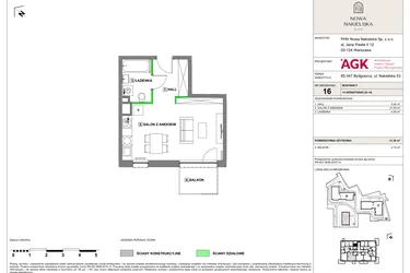 Rzut - Mieszkanie na sprzedaż 1 pokój o powierzchni 31,3 m² - numer NN-F-LM-16 w Nowa Nakielska by PHN