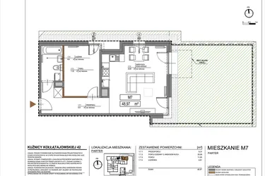 Rzut - Mieszkanie na sprzedaż 2 pokoje o powierzchni 48,97 m² - numer M7 w Kuźnicy Kołłątajowskiej 42