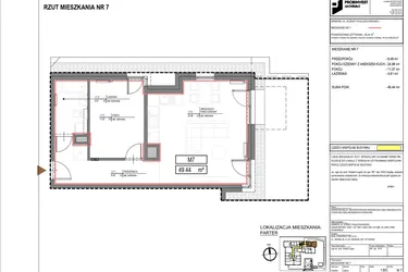 Rzut - Mieszkanie na sprzedaż 2 pokoje o powierzchni 49,44 m² - numer M7 w Kuźnicy Kołłątajowskiej 42
