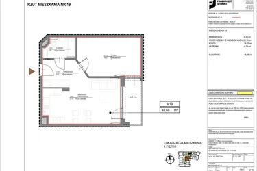 Rzut - Mieszkanie na sprzedaż 2 pokoje o powierzchni 48,68 m² - numer M19 w Kuźnicy Kołłątajowskiej 42