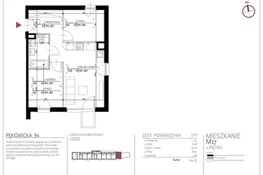 Rzut - Mieszkanie na sprzedaż 3 pokoje o powierzchni 67,73 m² - numer M17 w Kuźnicy Kołłątajowskiej 42