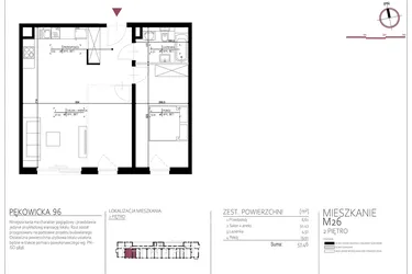 Rzut - Mieszkanie na sprzedaż 2 pokoje o powierzchni 48,4 m² - numer M26 w Kuźnicy Kołłątajowskiej 42