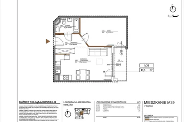 Rzut - Mieszkanie na sprzedaż 2 pokoje o powierzchni 48,6 m² - numer M39 w Kuźnicy Kołłątajowskiej 42