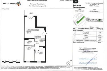 Rzut - Mieszkanie na sprzedaż 3 pokoje o powierzchni 60,67 m² - numer A19 w Milczańska 18