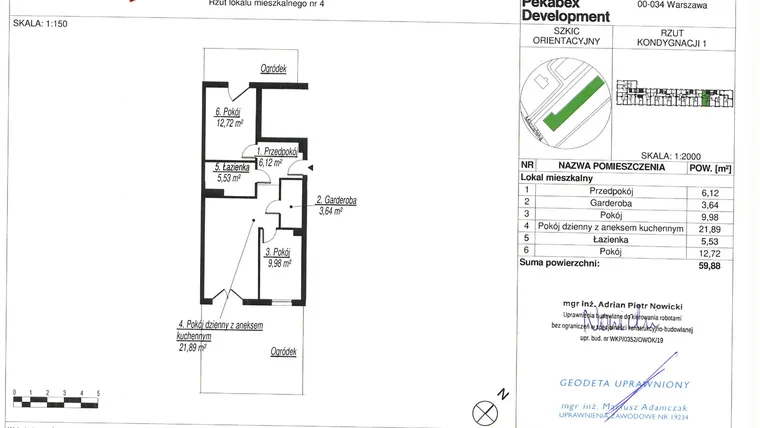 Rzut - Mieszkanie na sprzedaż 3 pokoje o powierzchni 59,65 m² - numer A4 w Milczańska 18