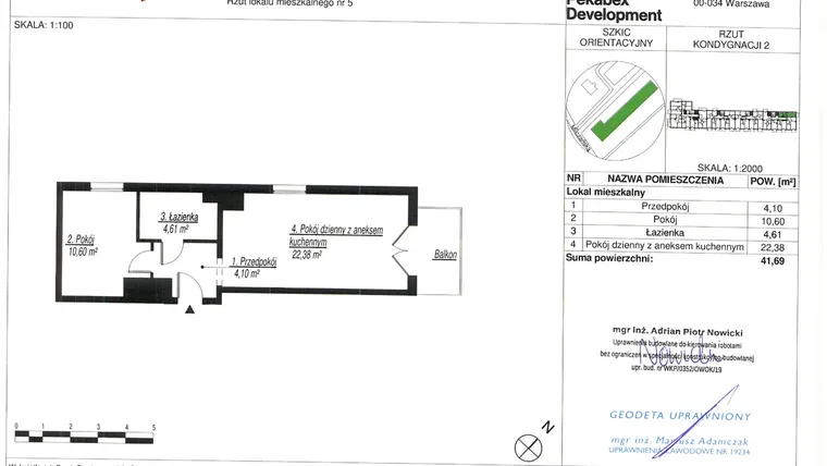 Rzut - Mieszkanie na sprzedaż 2 pokoje o powierzchni 41,74 m² - numer A5 w Milczańska 18
