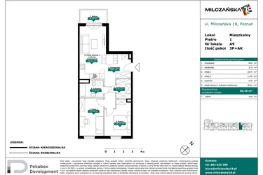 Rzut - Mieszkanie na sprzedaż 3 pokoje o powierzchni 60,46 m² - numer A9 w Milczańska 18