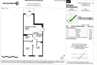 Rzut - Mieszkanie na sprzedaż 3 pokoje o powierzchni 60,77 m² - numer A9 w Milczańska 18