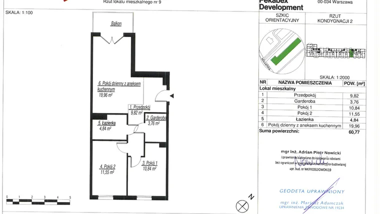 Rzut - Mieszkanie na sprzedaż 3 pokoje o powierzchni 60,77 m² - numer A9 w Milczańska 18
