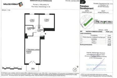 Rzut - Mieszkanie na sprzedaż 3 pokoje o powierzchni 59,06 m² - numer B35 w Milczańska 18
