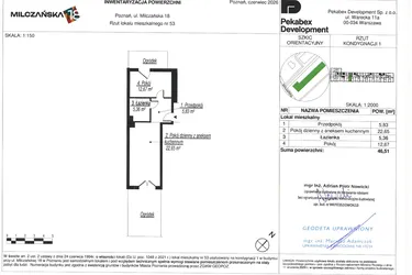 Rzut - Mieszkanie na sprzedaż 2 pokoje o powierzchni 46,51 m² - numer C53 w Milczańska 18