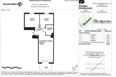 Rzut - Mieszkanie na sprzedaż 3 pokoje o powierzchni 58,99 m² - numer C54 w Milczańska 18