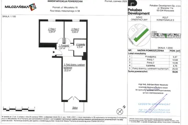 Rzut - Mieszkanie na sprzedaż 3 pokoje o powierzchni 59,05 m² - numer C58 w Milczańska 18