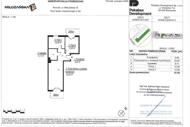 Rzut - Mieszkanie na sprzedaż 3 pokoje o powierzchni 57,44 m² - numer C69 w Milczańska 18