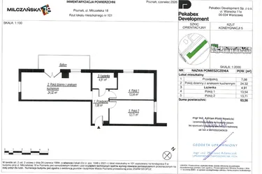 Rzut - Mieszkanie na sprzedaż 3 pokoje o powierzchni 63,56 m² - numer D101 w Milczańska 18