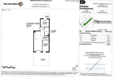 Rzut - Mieszkanie na sprzedaż 3 pokoje o powierzchni 57,8 m² - numer D72 w Milczańska 18