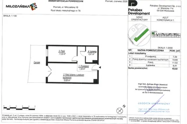Rzut - Mieszkanie na sprzedaż 2 pokoje o powierzchni 43,02 m² - numer D76 w Milczańska 18
