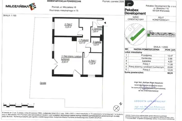 Rzut - Mieszkanie na sprzedaż 3 pokoje o powierzchni 68,24 m² - numer D75 w Milczańska 18