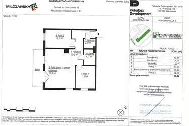 Rzut - Mieszkanie na sprzedaż 3 pokoje o powierzchni 68,82 m² - numer D81 w Milczańska 18