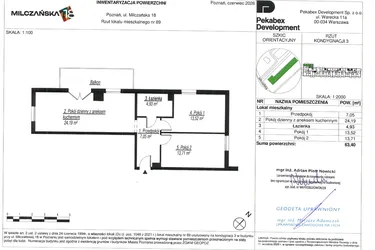 Rzut - Mieszkanie na sprzedaż 3 pokoje o powierzchni 63,4 m² - numer D89 w Milczańska 18