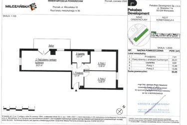 Rzut - Mieszkanie na sprzedaż 3 pokoje o powierzchni 63,05 m² - numer D95 w Milczańska 18