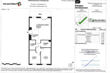 Rzut - Mieszkanie na sprzedaż 3 pokoje o powierzchni 69,06 m² - numer D96 w Milczańska 18
