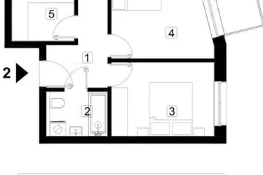 Rzut - Mieszkanie na sprzedaż 3 pokoje o powierzchni 59,29 m² - numer 2 w Kopalniana 7