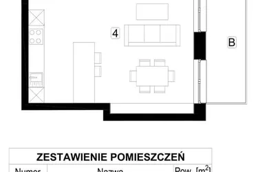 Rzut - Mieszkanie na sprzedaż 2 pokoje o powierzchni 46,36 m² - numer 43 w Kopalniana 7