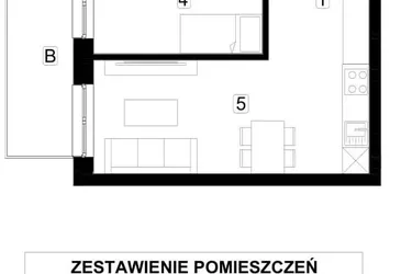 Rzut - Mieszkanie na sprzedaż 3 pokoje o powierzchni 46,71 m² - numer 45 w Kopalniana 7