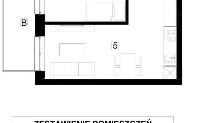 Rzut - Mieszkanie na sprzedaż 3 pokoje o powierzchni 46,71 m² - numer 45 w Kopalniana 7