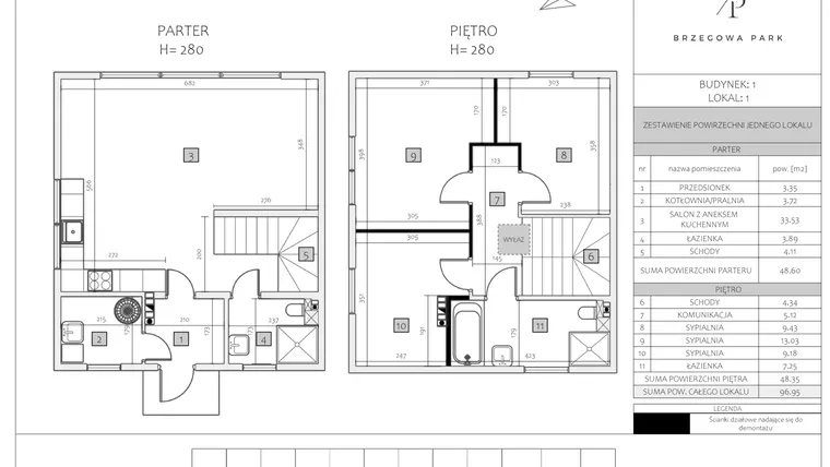 Rzut - Dom na sprzedaż 4 pokoje o powierzchni 96,95 m² - numer 1 LOK. 1 w Brzegowa Park etap 2