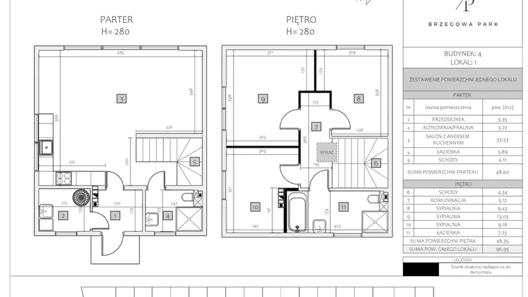 Rzut - Dom na sprzedaż 4 pokoje o powierzchni 96,95 m² - numer 4 LOK. 1 w Brzegowa Park etap 2