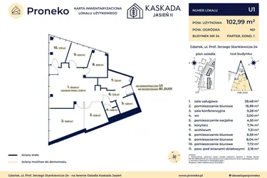 Rzut - Lokal użytkowy na sprzedaż 6 pokoi o powierzchni 102,99 m² - numer U1 w Kaskada Jasień - etap II