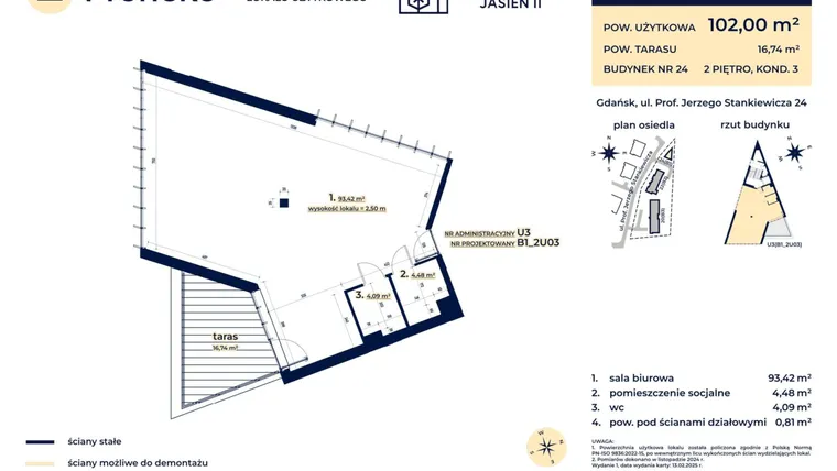 Rzut - Lokal użytkowy na sprzedaż 1 pokój o powierzchni 102 m² - numer U3 w Kaskada Jasień - etap II