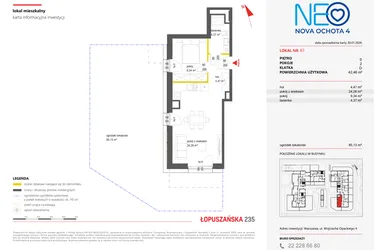 Rzut - Mieszkanie na sprzedaż 2 pokoje o powierzchni 42,46 m² - numer 67 w Neo Nova Ochota 4
