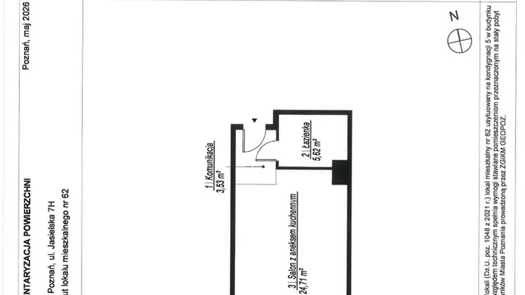 Rzut - Mieszkanie na sprzedaż 1 pokój o powierzchni 33,86 m² - numer A.5.62 w JA_SIELSKA V