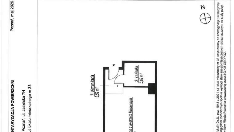Rzut - Mieszkanie na sprzedaż 1 pokój o powierzchni 33,81 m² - numer A.3.33 w JA_SIELSKA V