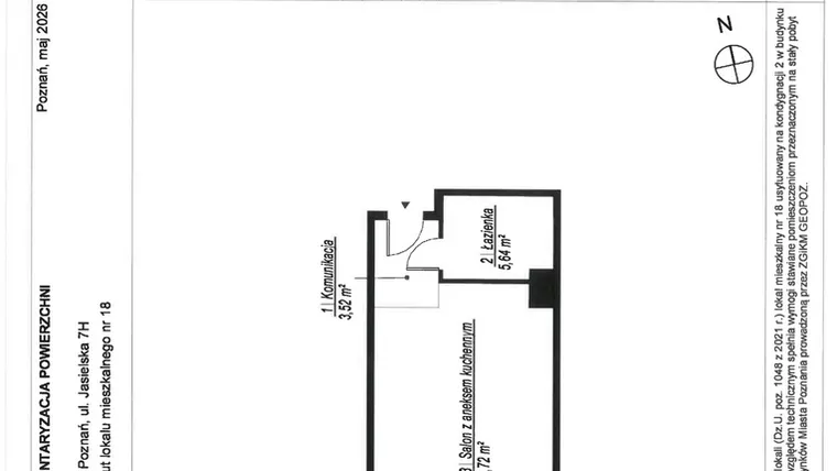 Rzut - Mieszkanie na sprzedaż 1 pokój o powierzchni 33,88 m² - numer A.2.18 w JA_SIELSKA V