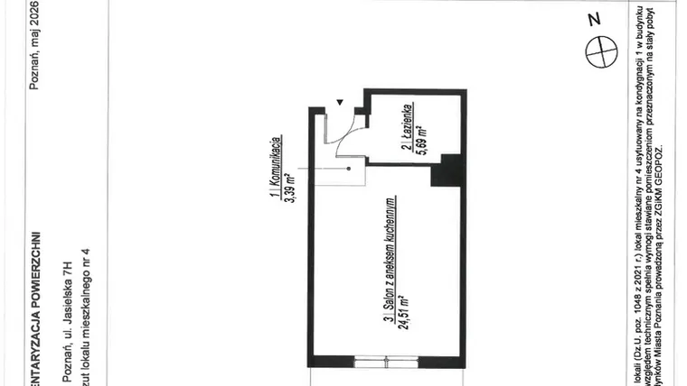 Rzut - Mieszkanie na sprzedaż 1 pokój o powierzchni 33,59 m² - numer A.1.4 w JA_SIELSKA V