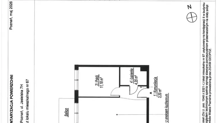 Rzut - Mieszkanie na sprzedaż 2 pokoje o powierzchni 38,96 m² - numer A.5.67 w JA_SIELSKA V
