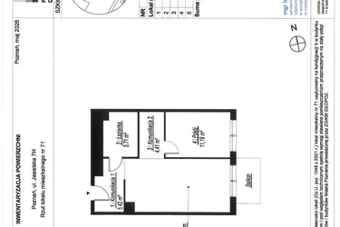 Rzut - Mieszkanie na sprzedaż 2 pokoje o powierzchni 47,78 m² - numer A.5.71 w JA_SIELSKA V