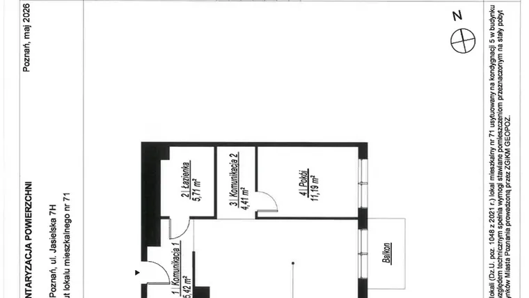 Rzut - Mieszkanie na sprzedaż 2 pokoje o powierzchni 47,78 m² - numer A.5.71 w JA_SIELSKA V