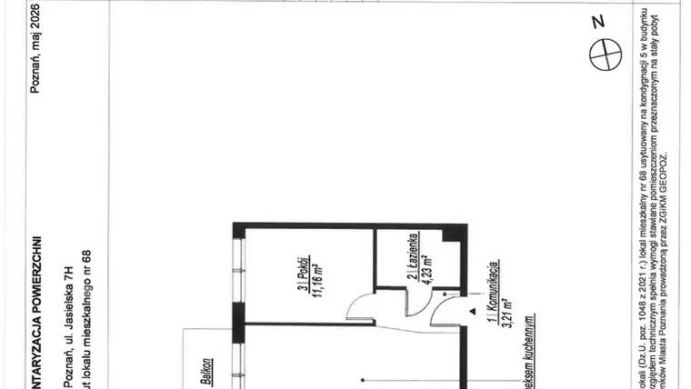 Rzut - Mieszkanie na sprzedaż 2 pokoje o powierzchni 39,05 m² - numer A.5.68 w JA_SIELSKA V