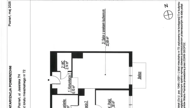 Rzut - Mieszkanie na sprzedaż 3 pokoje o powierzchni 76,99 m² - numer A.5.72 w JA_SIELSKA V