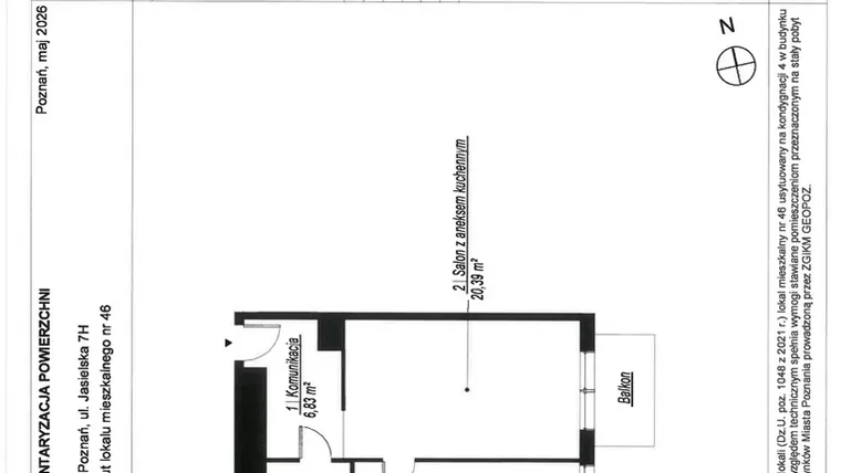 Rzut - Mieszkanie na sprzedaż 2 pokoje o powierzchni 47,34 m² - numer A.4.46 w JA_SIELSKA V