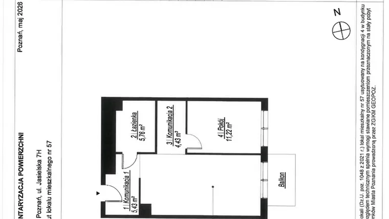 Rzut - Mieszkanie na sprzedaż 2 pokoje o powierzchni 47,89 m² - numer A.4.57 w JA_SIELSKA V