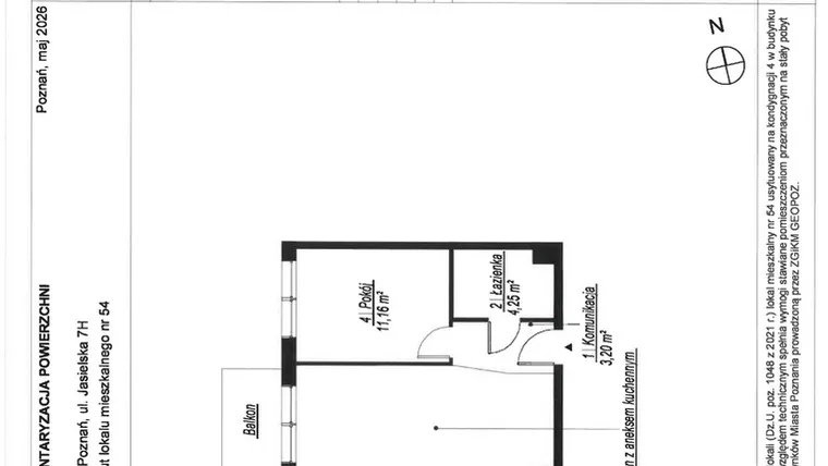 Rzut - Mieszkanie na sprzedaż 2 pokoje o powierzchni 39,03 m² - numer A.4.54 w JA_SIELSKA V