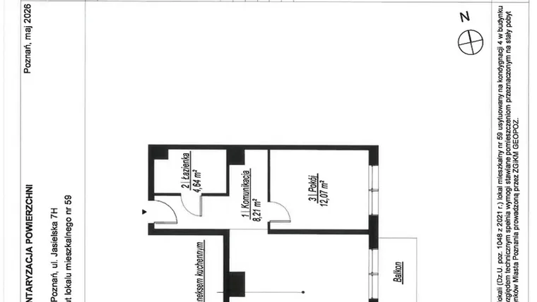 Rzut - Mieszkanie na sprzedaż 2 pokoje o powierzchni 46,3 m² - numer A.4.59 w JA_SIELSKA V