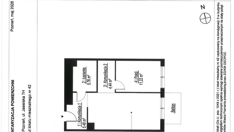 Rzut - Mieszkanie na sprzedaż 2 pokoje o powierzchni 47,97 m² - numer A.3.42 w JA_SIELSKA V
