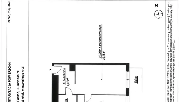 Rzut - Mieszkanie na sprzedaż 2 pokoje o powierzchni 47,37 m² - numer A.3.31 w JA_SIELSKA V